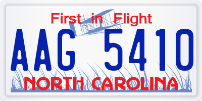 NC license plate AAG5410