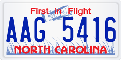 NC license plate AAG5416