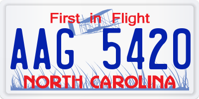 NC license plate AAG5420