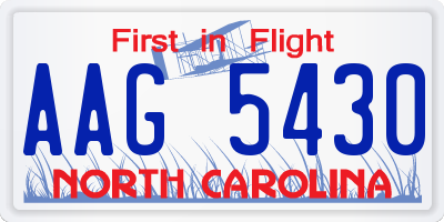 NC license plate AAG5430