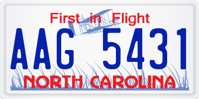 NC license plate AAG5431