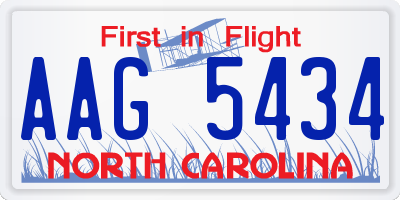 NC license plate AAG5434