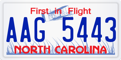 NC license plate AAG5443