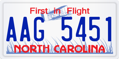 NC license plate AAG5451