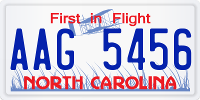 NC license plate AAG5456