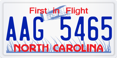NC license plate AAG5465