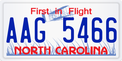 NC license plate AAG5466