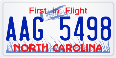 NC license plate AAG5498