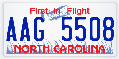 NC license plate AAG5508
