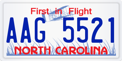 NC license plate AAG5521