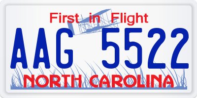 NC license plate AAG5522