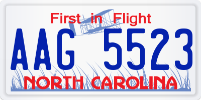 NC license plate AAG5523