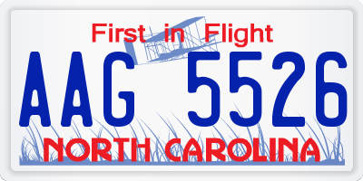 NC license plate AAG5526