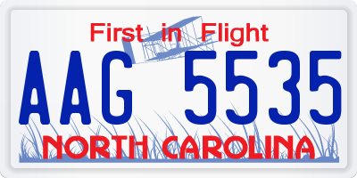 NC license plate AAG5535