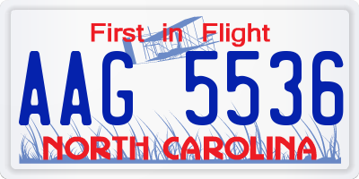 NC license plate AAG5536