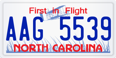 NC license plate AAG5539