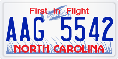 NC license plate AAG5542
