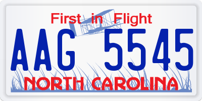 NC license plate AAG5545