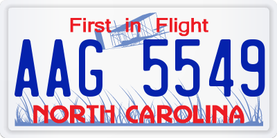 NC license plate AAG5549