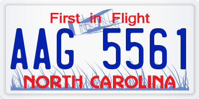 NC license plate AAG5561
