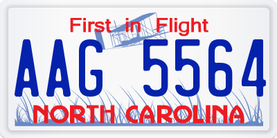 NC license plate AAG5564