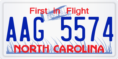 NC license plate AAG5574