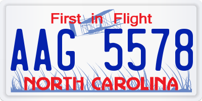 NC license plate AAG5578