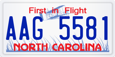 NC license plate AAG5581