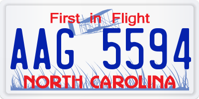 NC license plate AAG5594