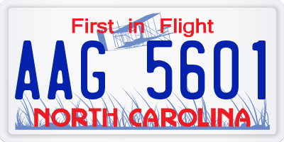 NC license plate AAG5601