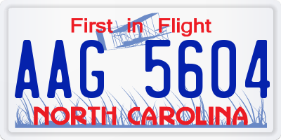 NC license plate AAG5604