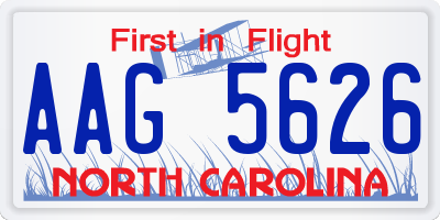 NC license plate AAG5626