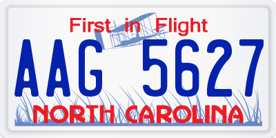 NC license plate AAG5627
