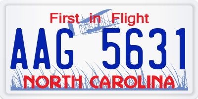 NC license plate AAG5631
