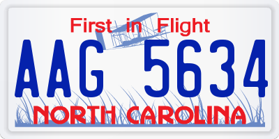 NC license plate AAG5634