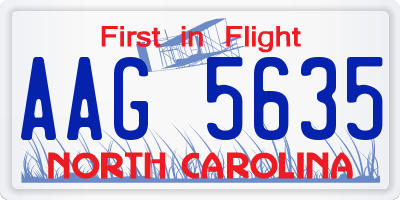 NC license plate AAG5635