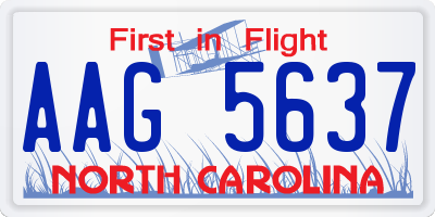 NC license plate AAG5637