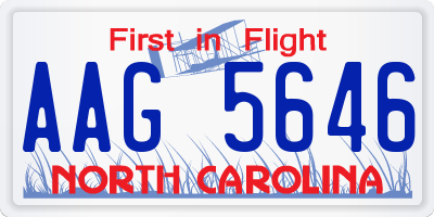 NC license plate AAG5646