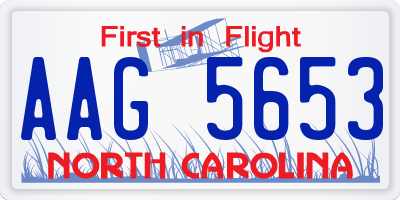 NC license plate AAG5653