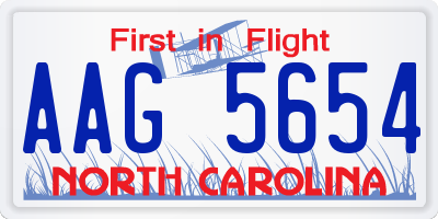 NC license plate AAG5654
