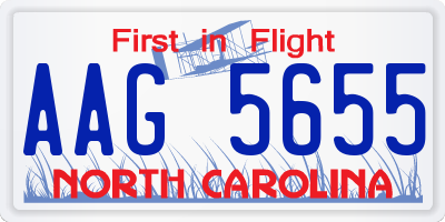 NC license plate AAG5655