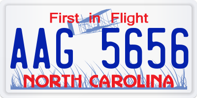 NC license plate AAG5656