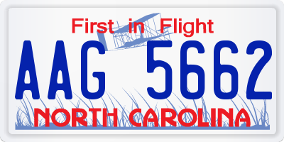 NC license plate AAG5662