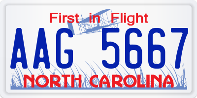 NC license plate AAG5667