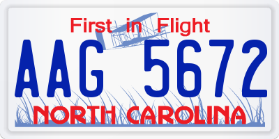 NC license plate AAG5672