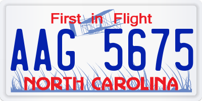 NC license plate AAG5675