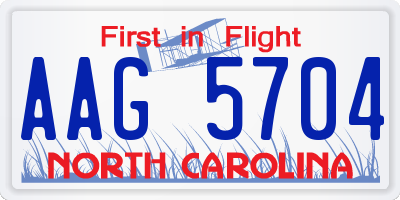 NC license plate AAG5704