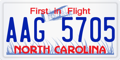 NC license plate AAG5705