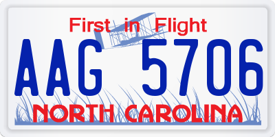 NC license plate AAG5706