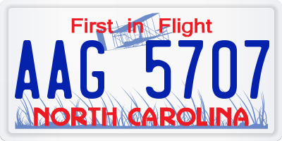 NC license plate AAG5707